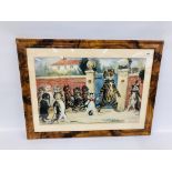 VINTAGE FRAMED PRINT "DAME TIBBYS SCHOOL" THE GOOD PUSS, W 61CM X H 40CM.