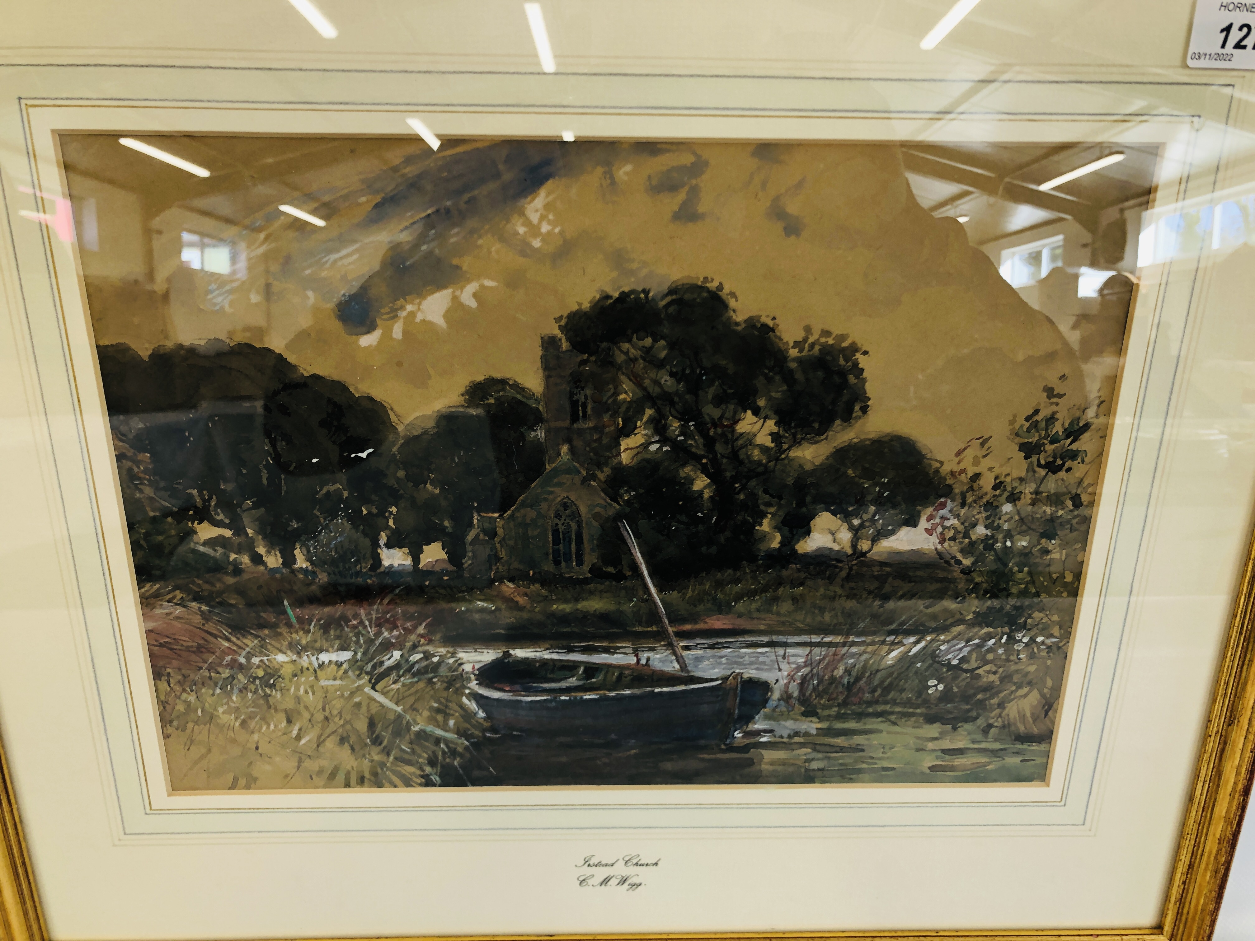 FRAMED ORIGINAL WATERCOLOUR "IRSTEAD CHURCH" BY C.M.WIGG WIDTH 35CM. HEIGHT 24.5CM. - Image 2 of 4