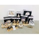 APPROXIMATELY 16 ILLUMINATED WINTER SCENE AND VILLAGES SOME BOXED WITH WARM WHITE LED LIGHTS - SOLD