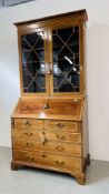 AN IMPRESSIVE EDWARDIAN MAHOGANY BUREAU BOOKCASE WITH WELL FITTED INTERIOR,