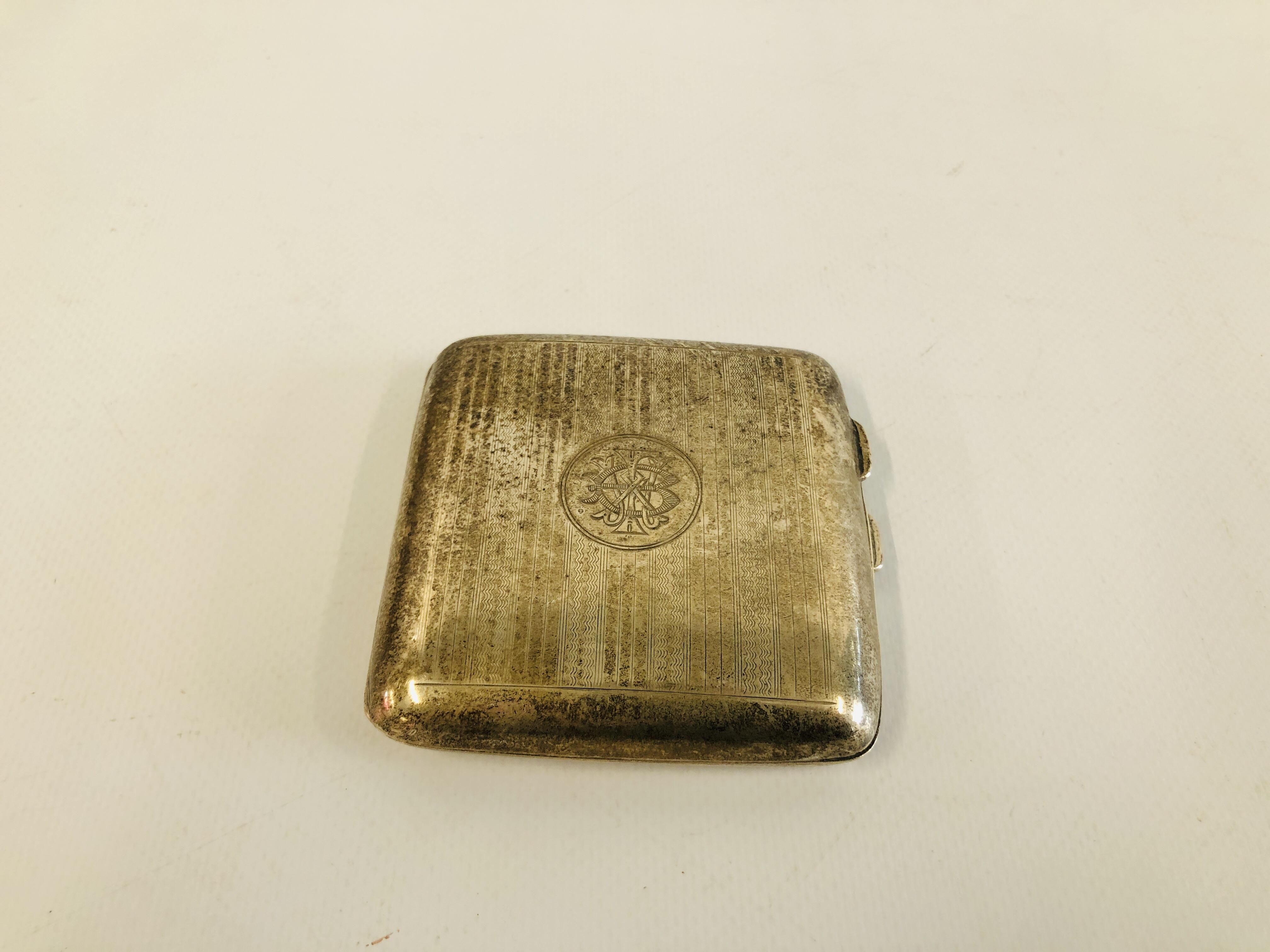 A SILVER CIGARETTE CASE BIRMINGHAM ASSAY THE CASE WITH MONOGRAM