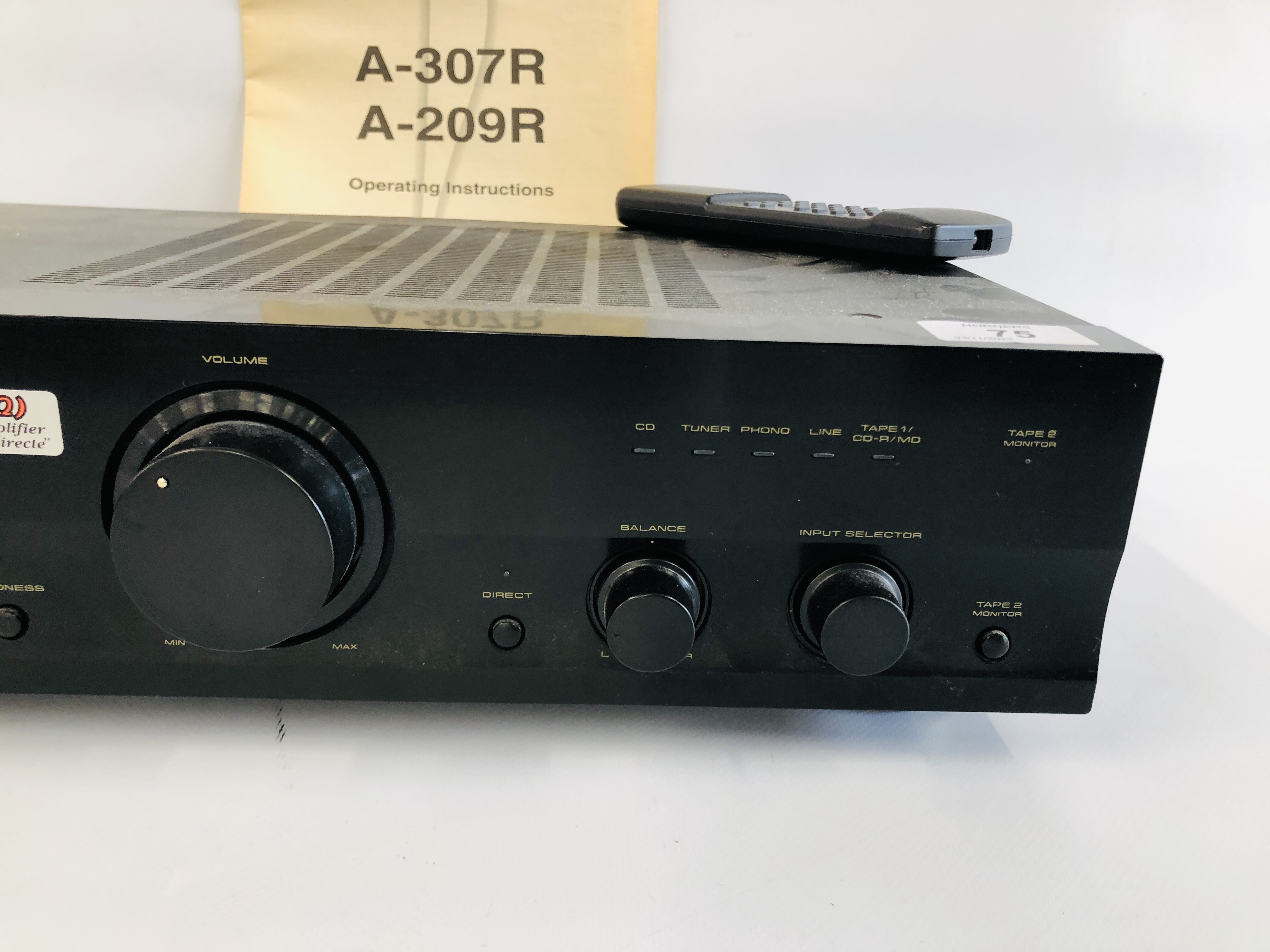 PIONEER STEREO AMP MODEL A-209R WITH OPERATING INSTRUCTIONS - SOLD AS SEEN - Image 3 of 5