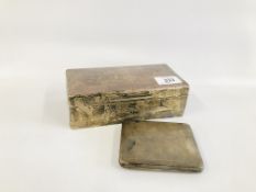 SILVER CIGARETTE CASE, BIRMINGHAM ASSAY ALONG WITH A SILVER CIGARETTE BOX.