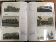 EXTENSIVE COLLECTION OF RAILWAY POSTCARD SIZE PHOTOS AND POSTCARDS IN THREE ALBUMS,
