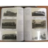 EXTENSIVE COLLECTION OF RAILWAY POSTCARD SIZE PHOTOS AND POSTCARDS IN THREE ALBUMS,