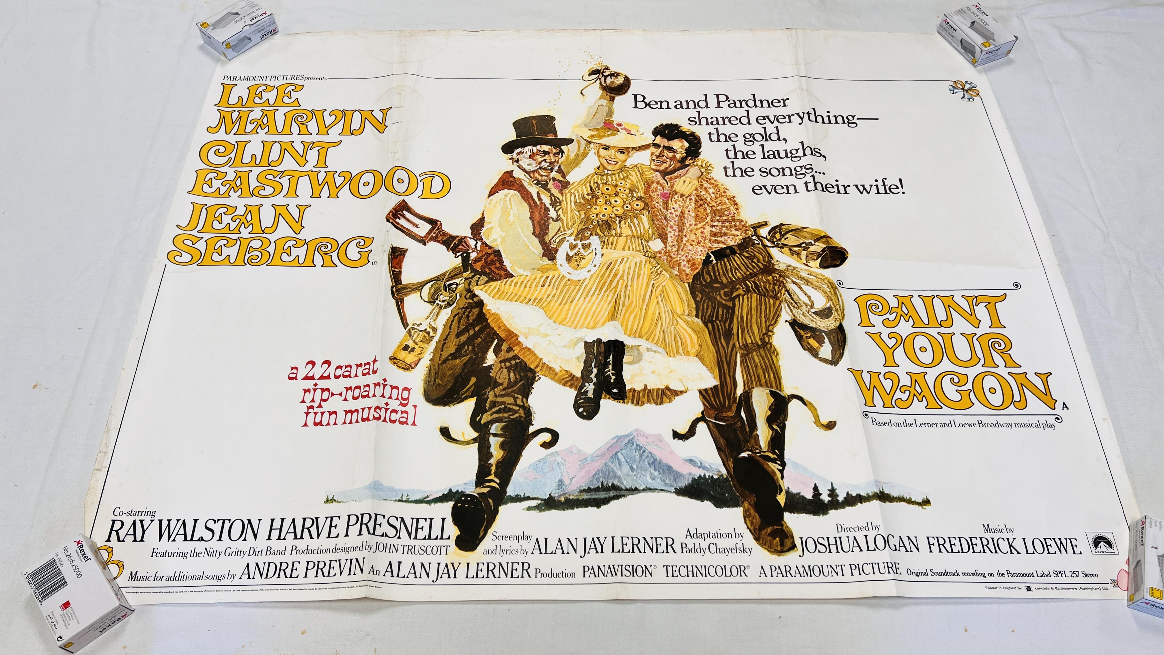 THREE VINTAGE ORIGINAL MOVIE ADVERTISING POSTERS "PAINT YOUR WAGON",