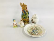 BEATRIX POTTER PETER RABBIT EATING RADISHES,