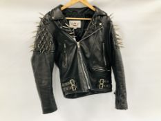CLASSIC OSX LEATHER JACKET WITH STUD DETAIL SIZE 40