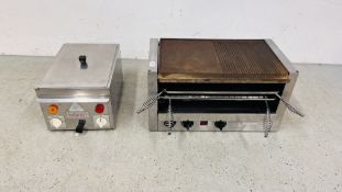 LINCAT QG6 ELECTRIC PLANCHA AND GRILL WITH TWO TIER GRIDDLE BELOW ALONG WITH VALENTINE ELECTRIC