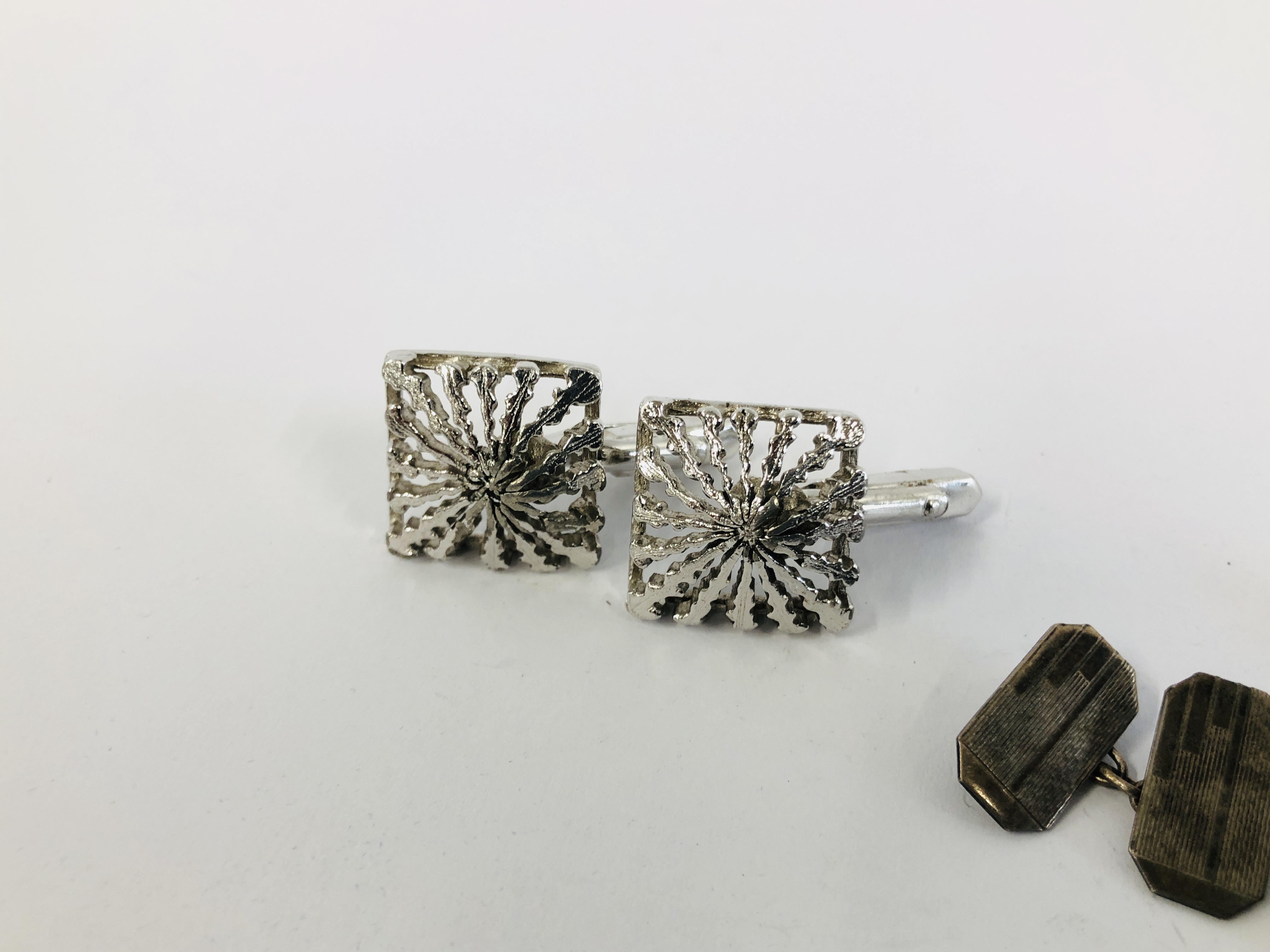TWO PAIRS OF SILVER CUFFLINKS, - Image 4 of 5