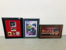 A FRAMED AND MOUNTED MUSE SIGNED PHOTOGRAPH WITH GIG TICKET FROM WEMBLEY STADIUM 2007 ALONG WITH
