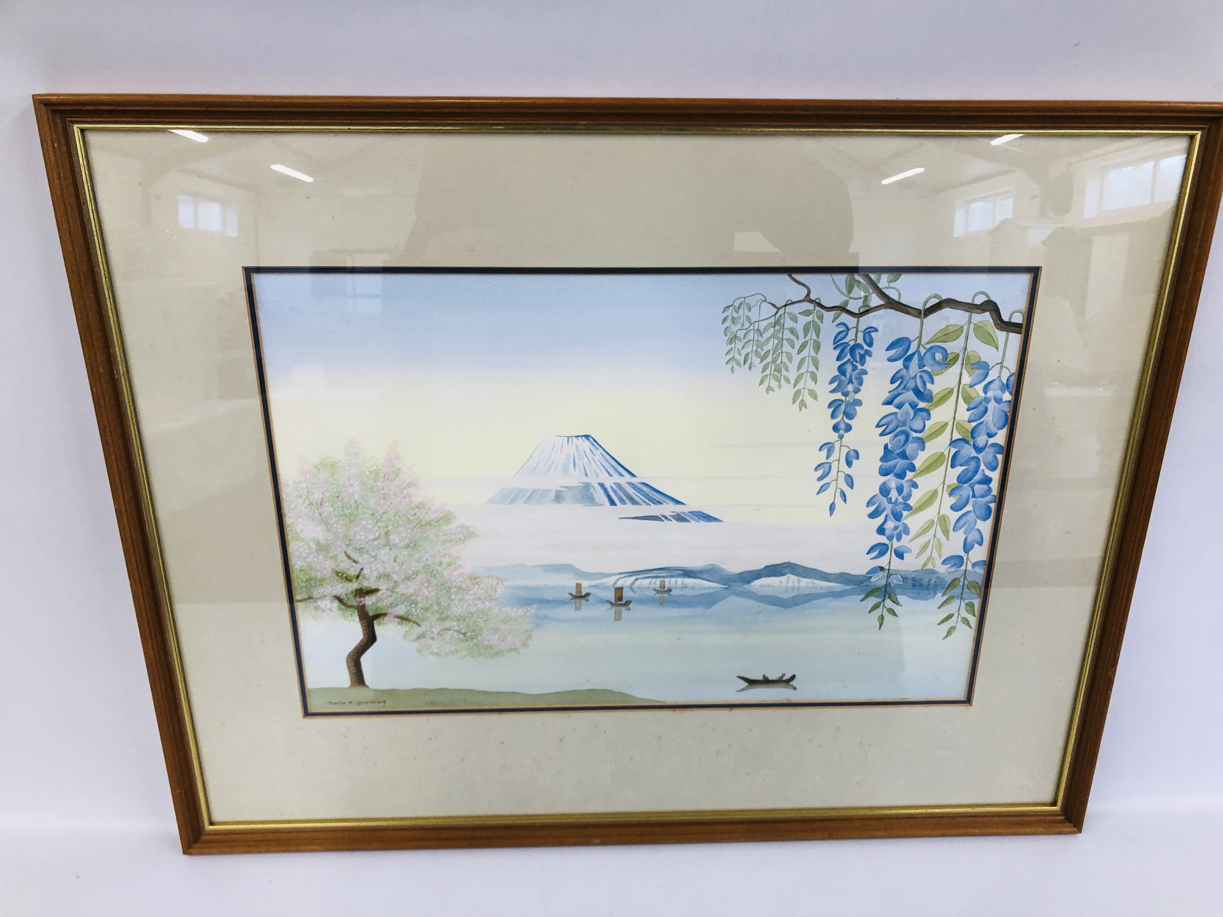 TWO ORIGINAL MARTIN K GLAZEBROOK WATERCOLOURS INCLUDING WINDMILL AND ORIENTAL MOUNTAIN SCENE - Image 5 of 7