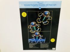 A BOXED ANIMATED TRAMPOLINE SNOWMEN LED ROPE LIGHT 3 WAY SPEED CONTROL FOR INDOOR OR OUTDOOR USE