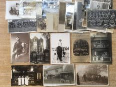 SMALL SELECTION POSTCARDS INCLUDING UNIDENTIFIED SHOPFRONTS, MOTOR CAR ACCIDENT AT ONGAR,