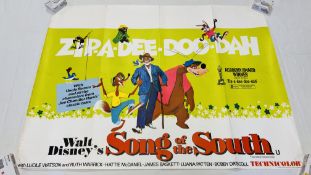 TWO ORIGINAL WALT DISNEY MOVIE ADVERTISING POSTERS "ZIP-A-DEE-DOO-DAH" SONGS OF THE SOUTH WIDTH