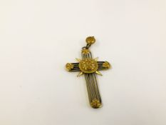 VICTORIAN YELLOW METAL CROSS LENGTH 9CM.