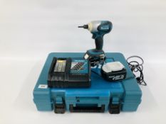 MAKITA 18VOLT CORDLESS IMPACT DRIVER MODEL BTD140 CASED WITH CHARGER,
