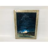 AN ORIGINAL FRAMED OIL ON BOARD "STARRY STARRY NIGHTS" UNSIGNED IN THE GAYNOR LESTER STYLE WIDTH