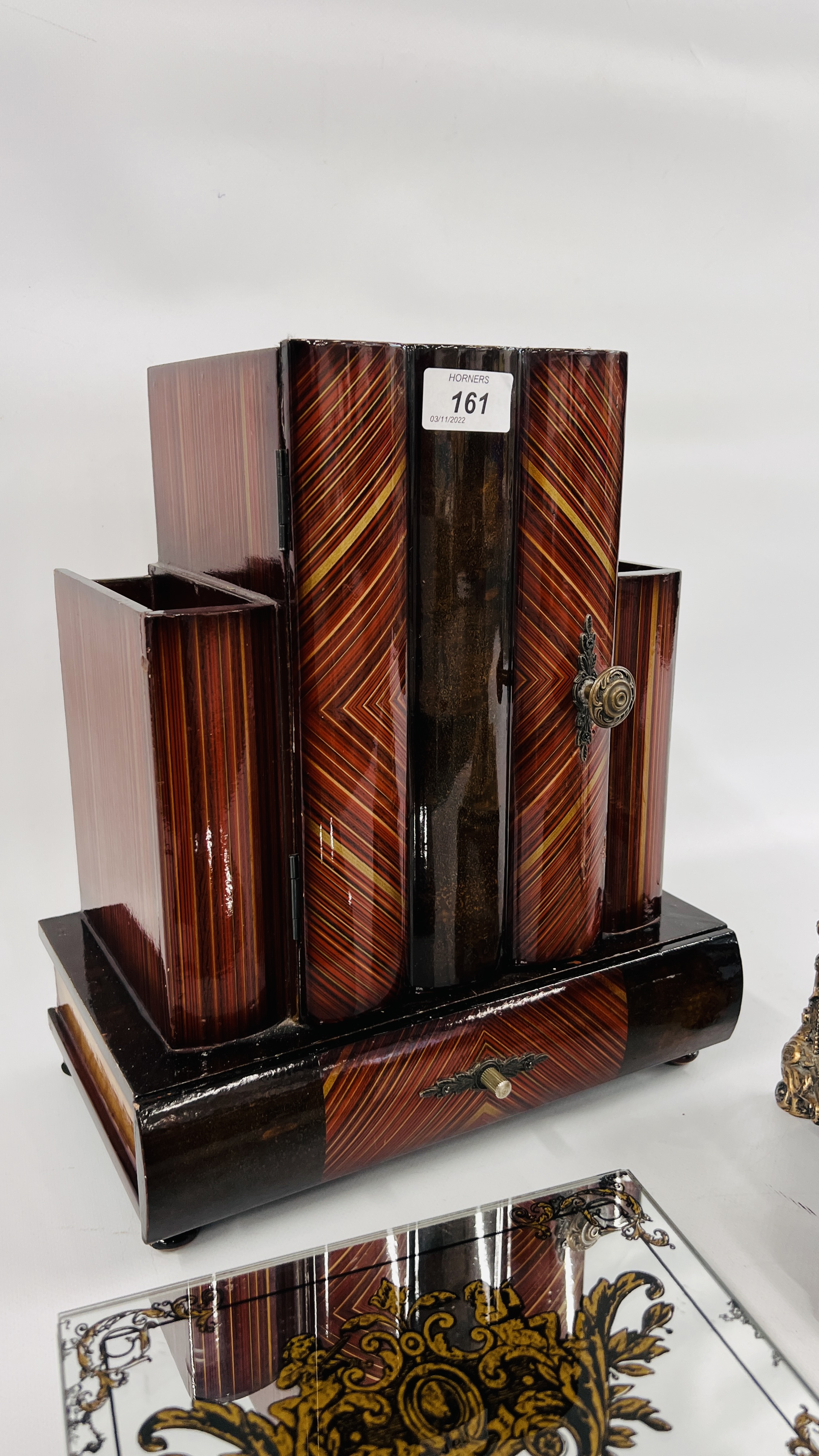 AN ART DECO STYLE LACQUERED DESK TIDY IN THE FORM OF BOOKS HEIGHT 33CM. - Image 2 of 11