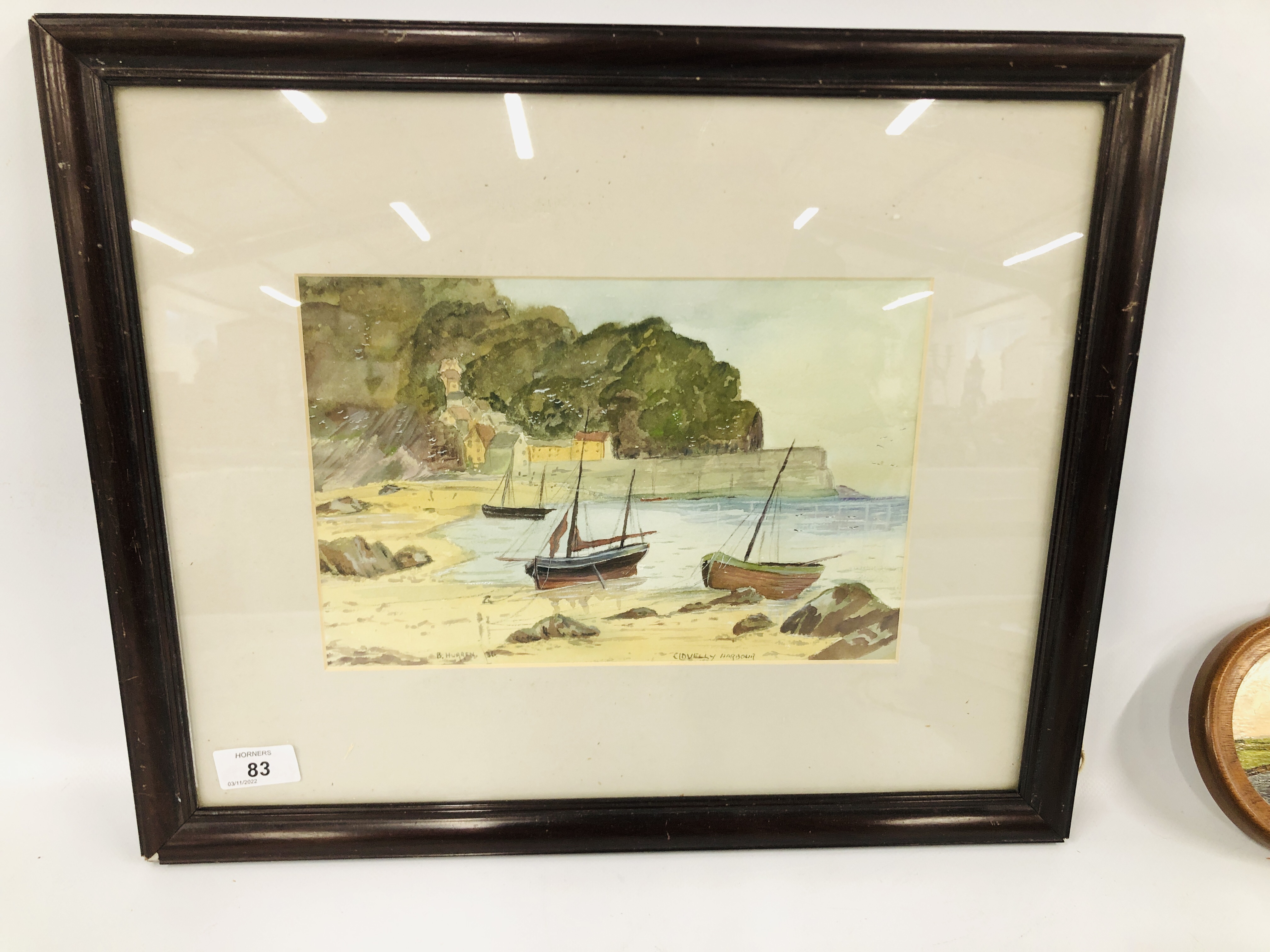 A FRAMED ORIGINAL WATERCOLOUR "CLOVELLY HARBOUR" BEARING SIGNATURE B. - Image 7 of 12