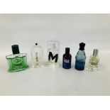 6 X BOTTLES OF DESIGNER BRANDED PART USED GENTS FRAGRANCES TO INCLUDE BRUT, TED BAKER,