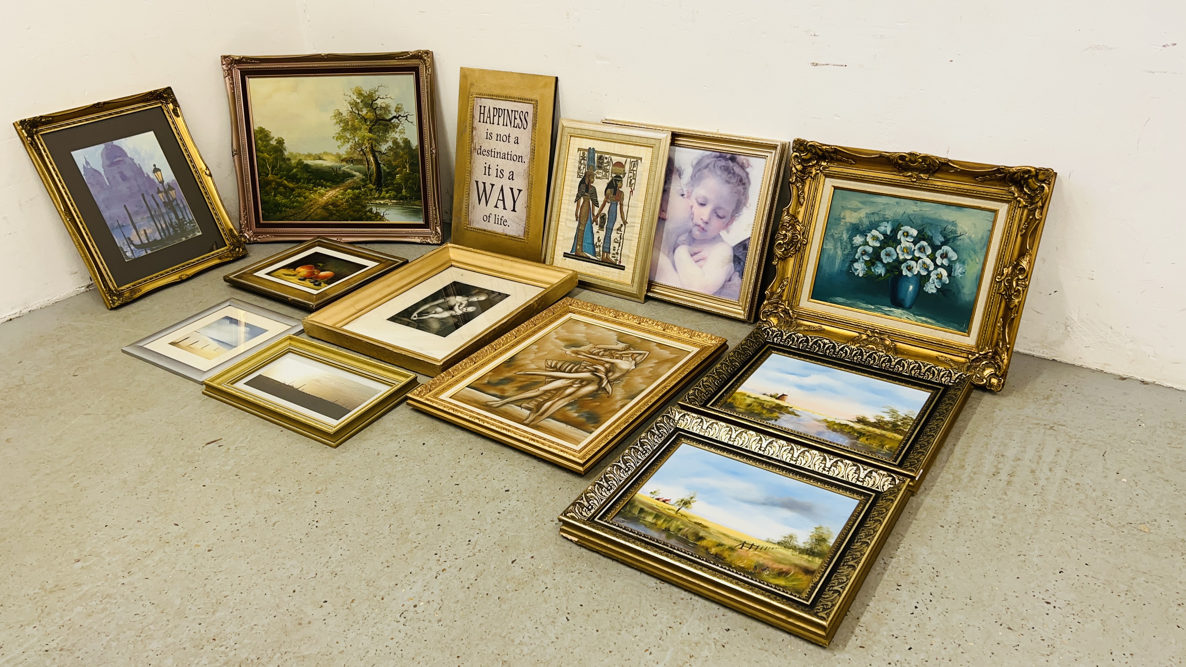 AN EXTENSIVE COLLECTION OF FRAMED PICTURES AND PRINTS TO INCLUDE ORIGINAL ART WORKS OF LOCAL