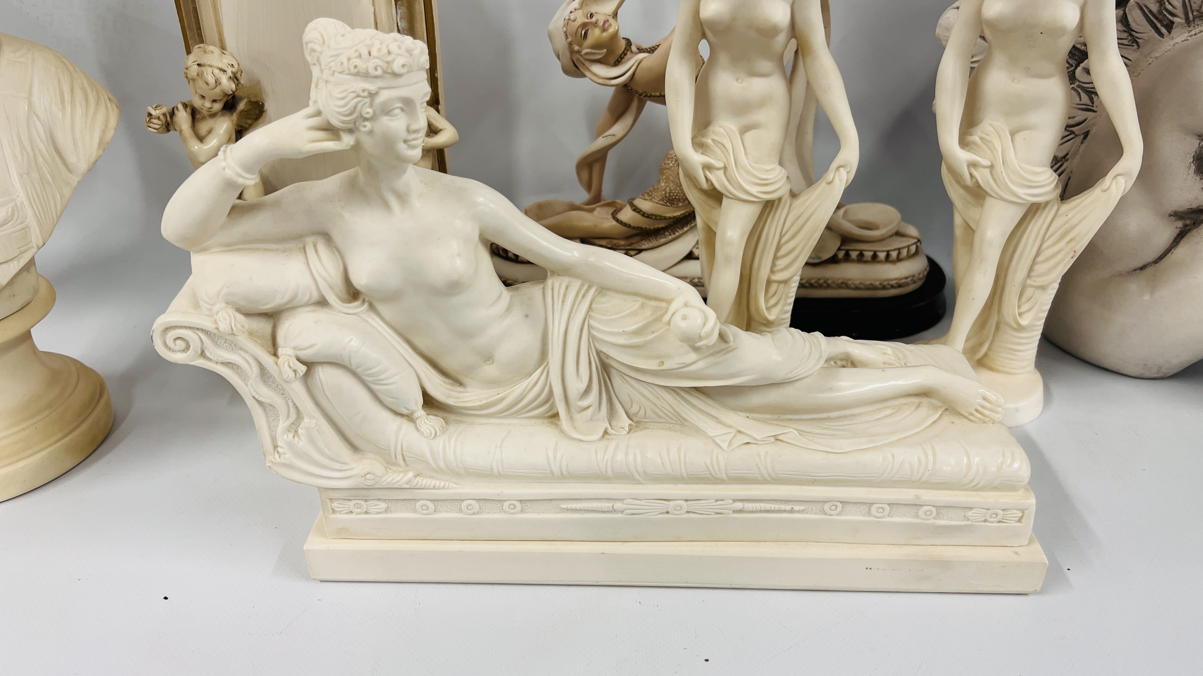 COLLECTION OF CLASSICAL STUDIES TO INCLUDE A RECLINING NUDE AND AN ANGEL ALONG WITH A PAIR OF - Image 2 of 8