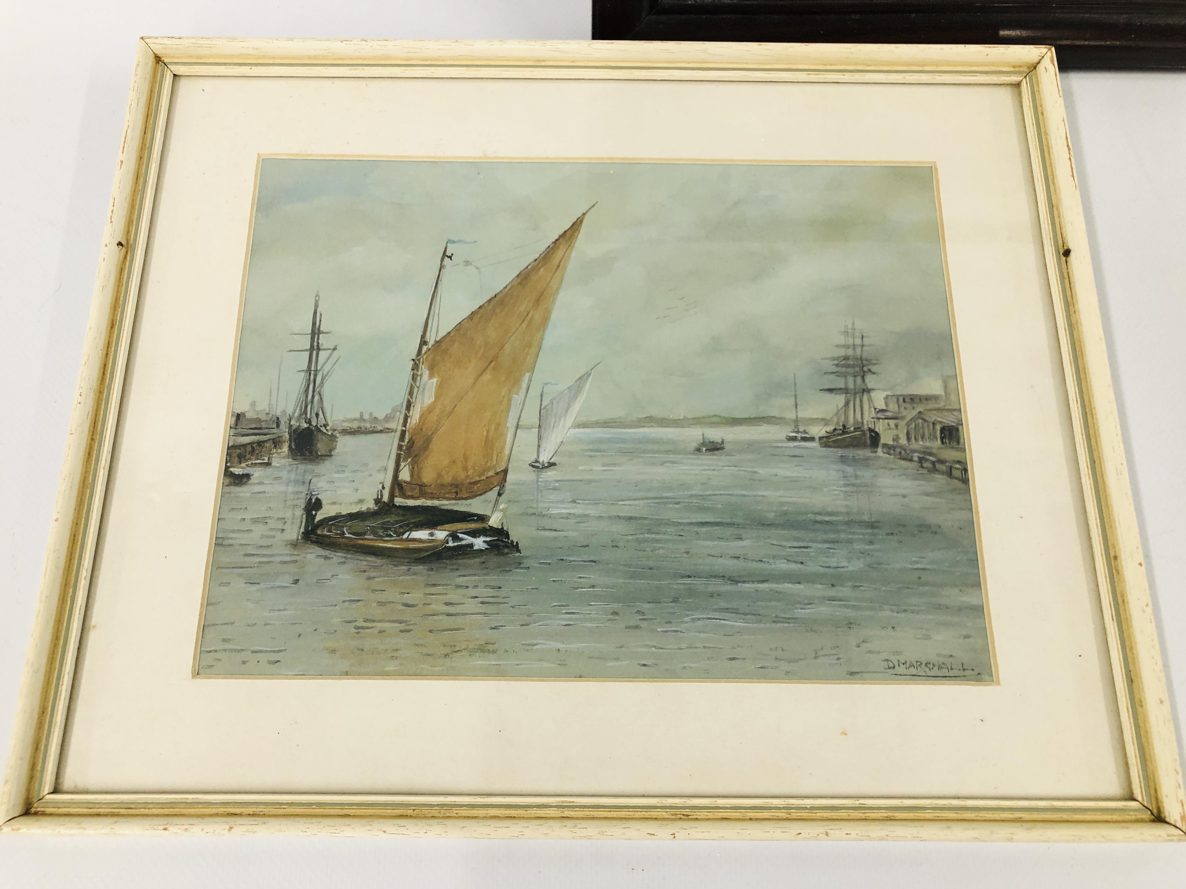 A FRAMED ORIGINAL WATERCOLOUR "CLOVELLY HARBOUR" BEARING SIGNATURE B. - Image 5 of 12