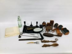 EBONY DRESSING TABLE ITEMS TO INCLUDE MIRROR, BRUSH,