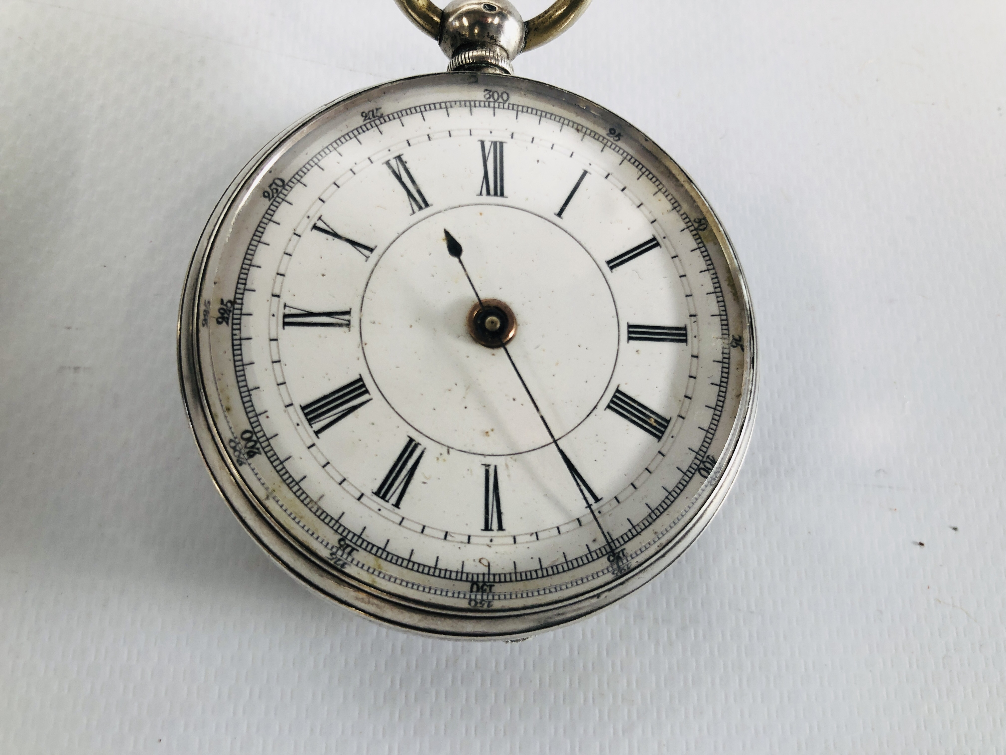 A GENTLEMAN'S SILVER CASED POCKET WATCH, A SILVER WATCH CHAIN, - Image 8 of 10