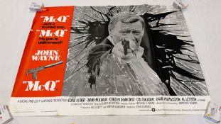 TWO ORIGINAL VINTAGE MOVIE ADVERTISING POSTERS TO INCLUDE JOHY WAYNE "McQ" AND "THE HELL WITH