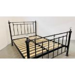 TRADITIONAL BLACK CHROME FINISH DOUBLE BEDSTEAD WITH CRYSTAL EFFECT FINIALS.