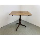 AN EARLY C19TH MAHOGANY TILT TOP TEA TABLE ON TRIPOD BASE WIDTH 77CM. X 59CM.