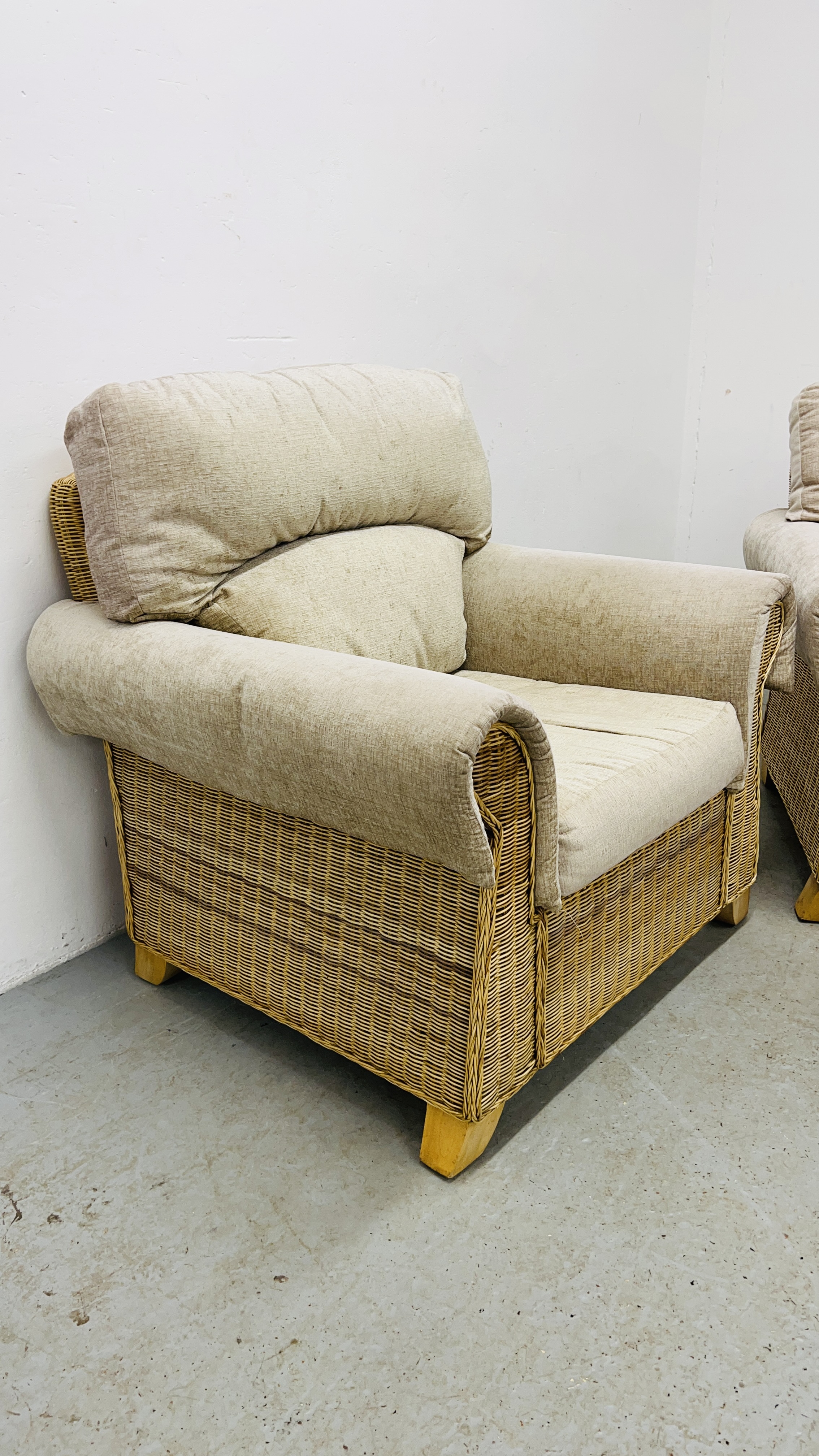 GOOD QUALITY FOUR PIECE CANE CONSERVATORY SUITE COMPRISING TWO ARMCHAIRS AND TWO SEATER SOFA AND - Image 9 of 15