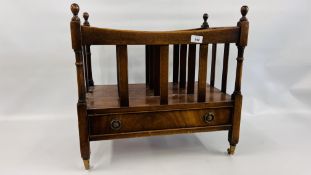 REPRODUCTION MAHOGANY CANTERBURY WITH SINGLE DRAWER