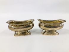 PAIR OF GEORGE III SILVER SALTS OF RECTANGULAR FORM ON A RAISED BASE LONDON 1815