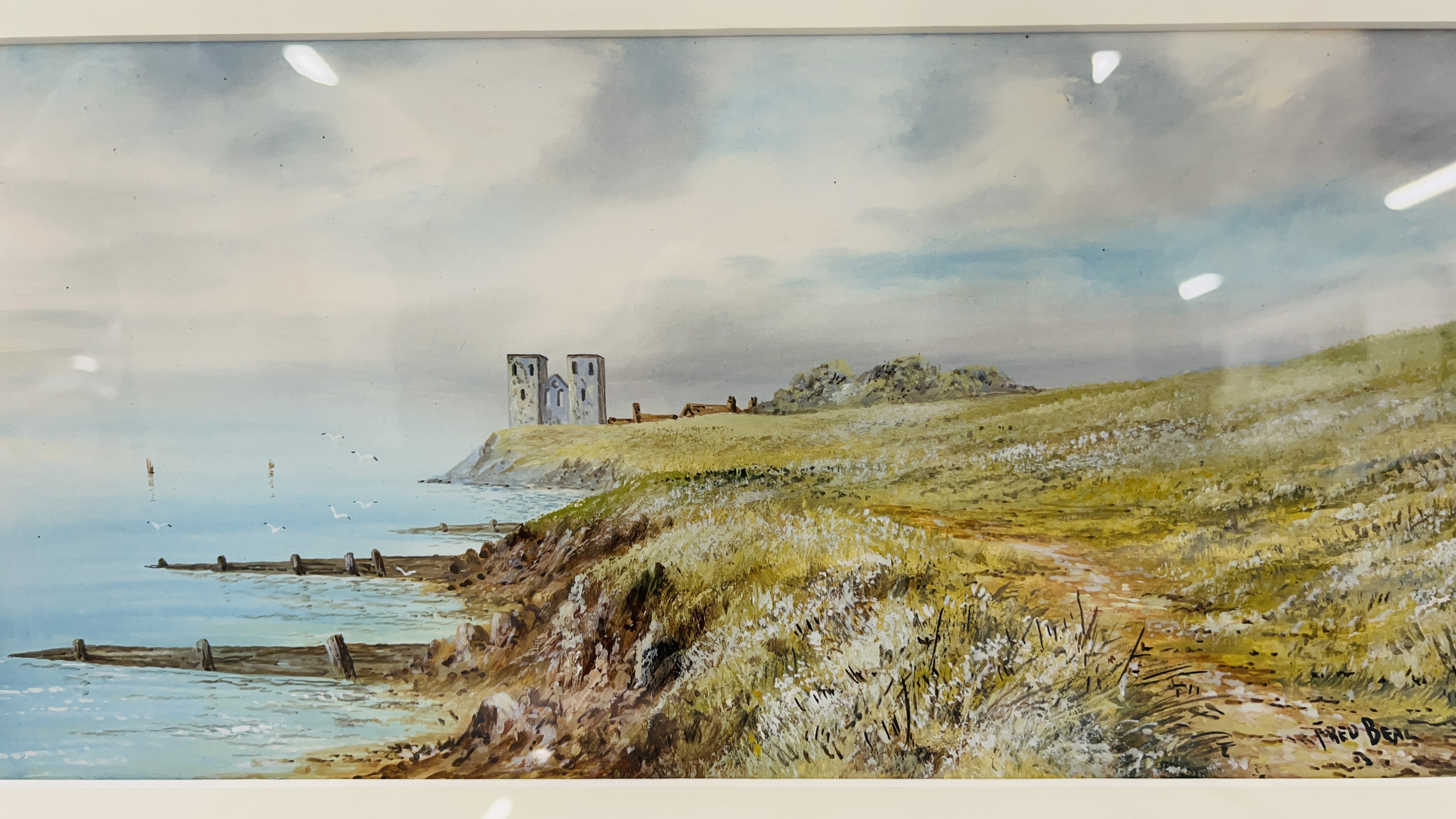 PAIR OF FRAMED WATERCOLOURS "COASTAL SCENES" BEARING SIGNATURE FRED BEAL - Image 3 of 4