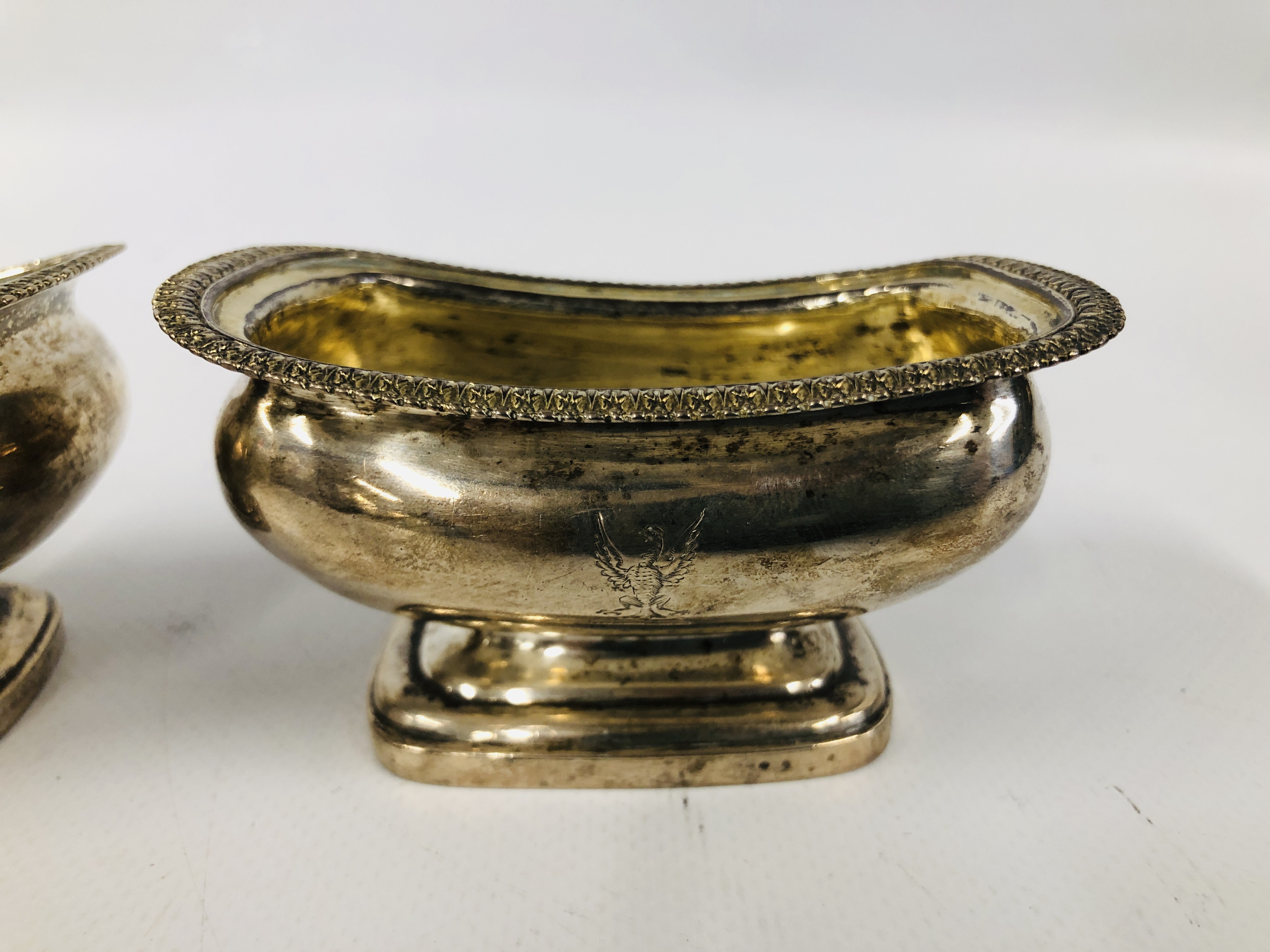 PAIR OF GEORGE III SILVER SALTS OF RECTANGULAR FORM ON A RAISED BASE LONDON 1815 - Image 2 of 10