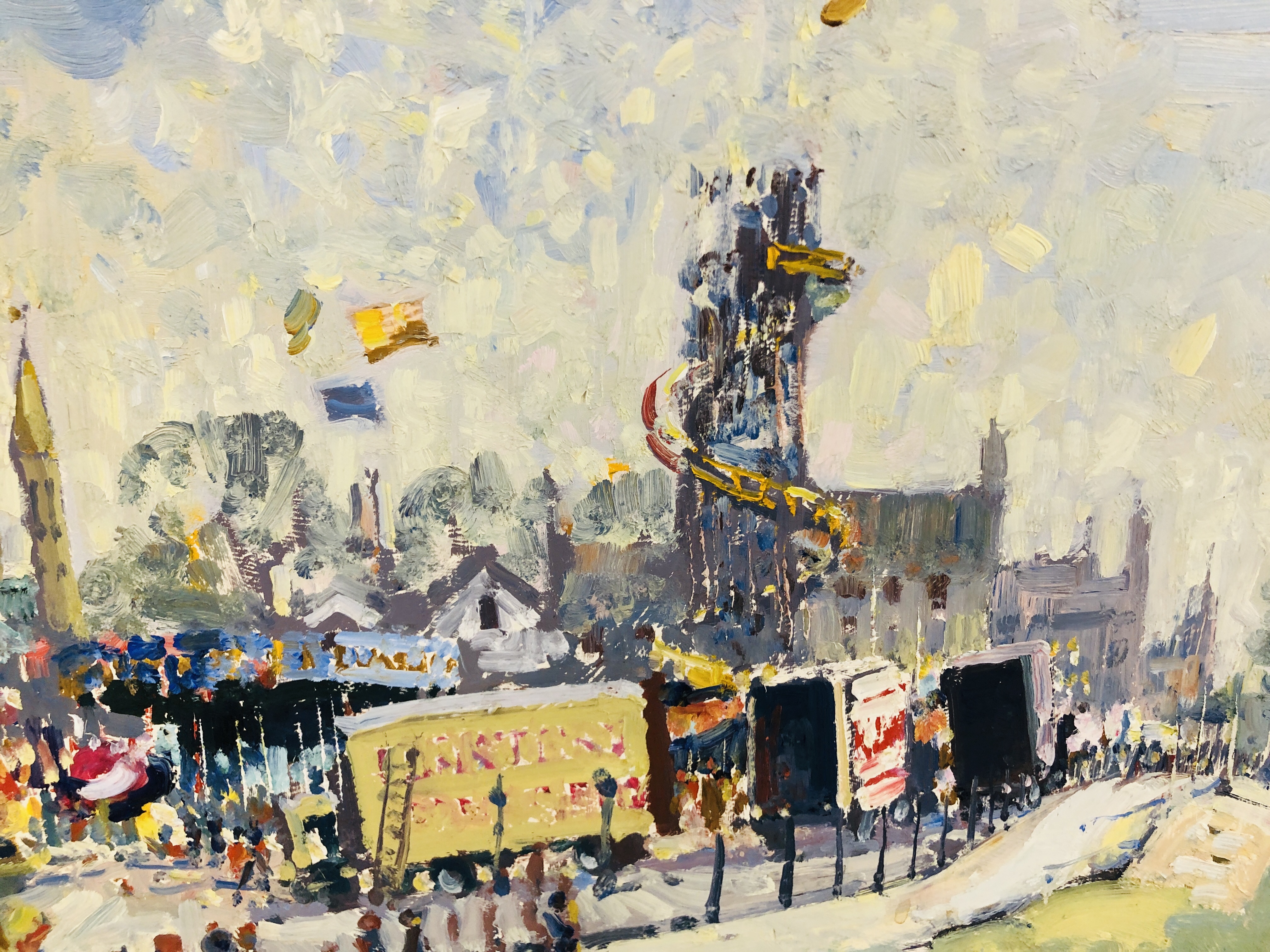 FRAMED OIL ON BOARD "YARMOUTH FAIR ON FULLERS HILL, NORTHGATE STREET" BY G. CHATTEN W 59.5CM X H 49. - Image 3 of 4