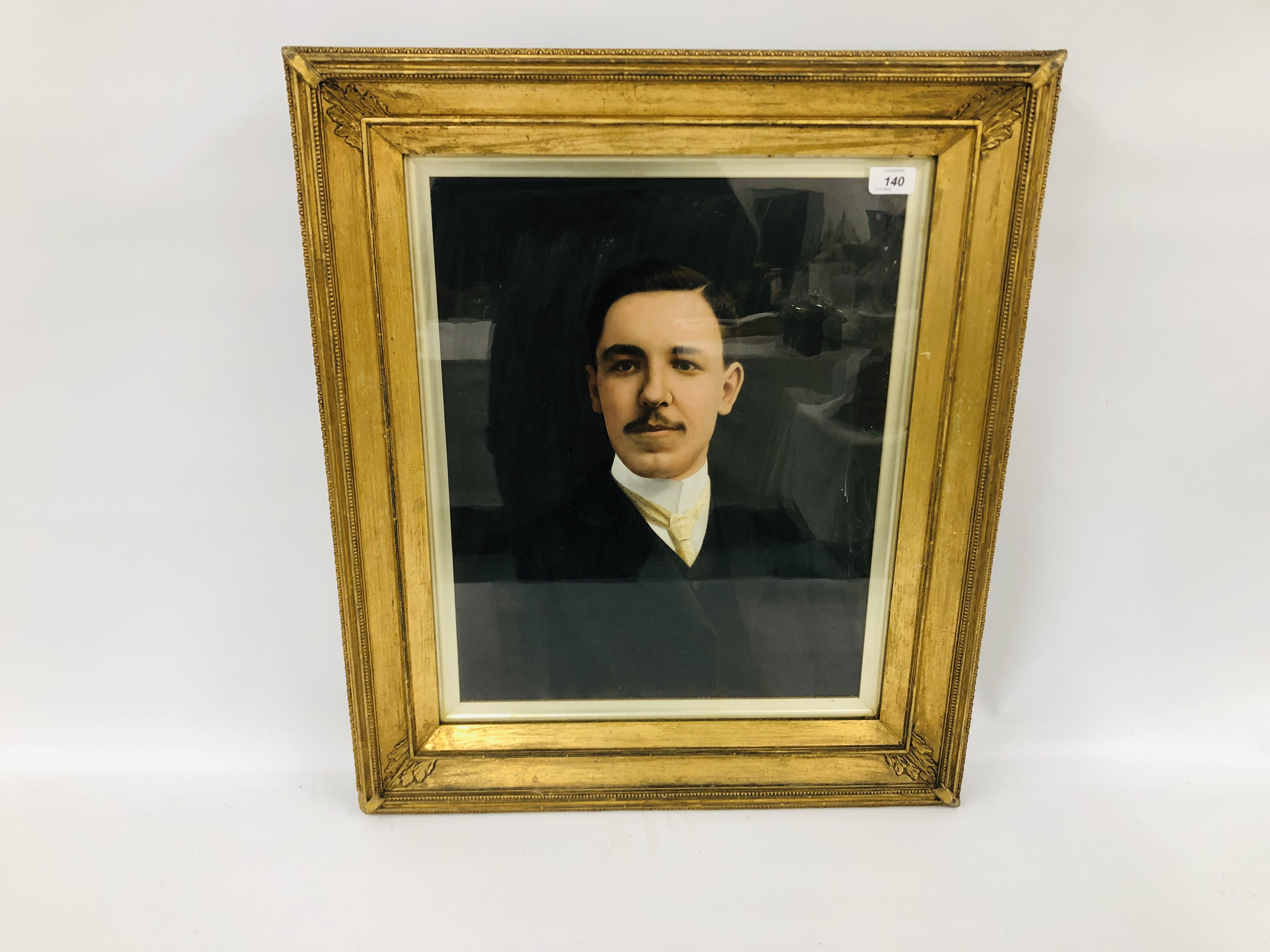 VINTAGE GILT FRAMED PORTRAIT OF A GENTLEMAN, OIL ON BOARD UNSIGNED, 39 X 50CM.