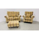 GOOD QUALITY ALSTONS THREE PIECE LOUNGE SUITE COMPRISING OF A TWO SEATER SOFA AND MATCHING ARMCHAIR