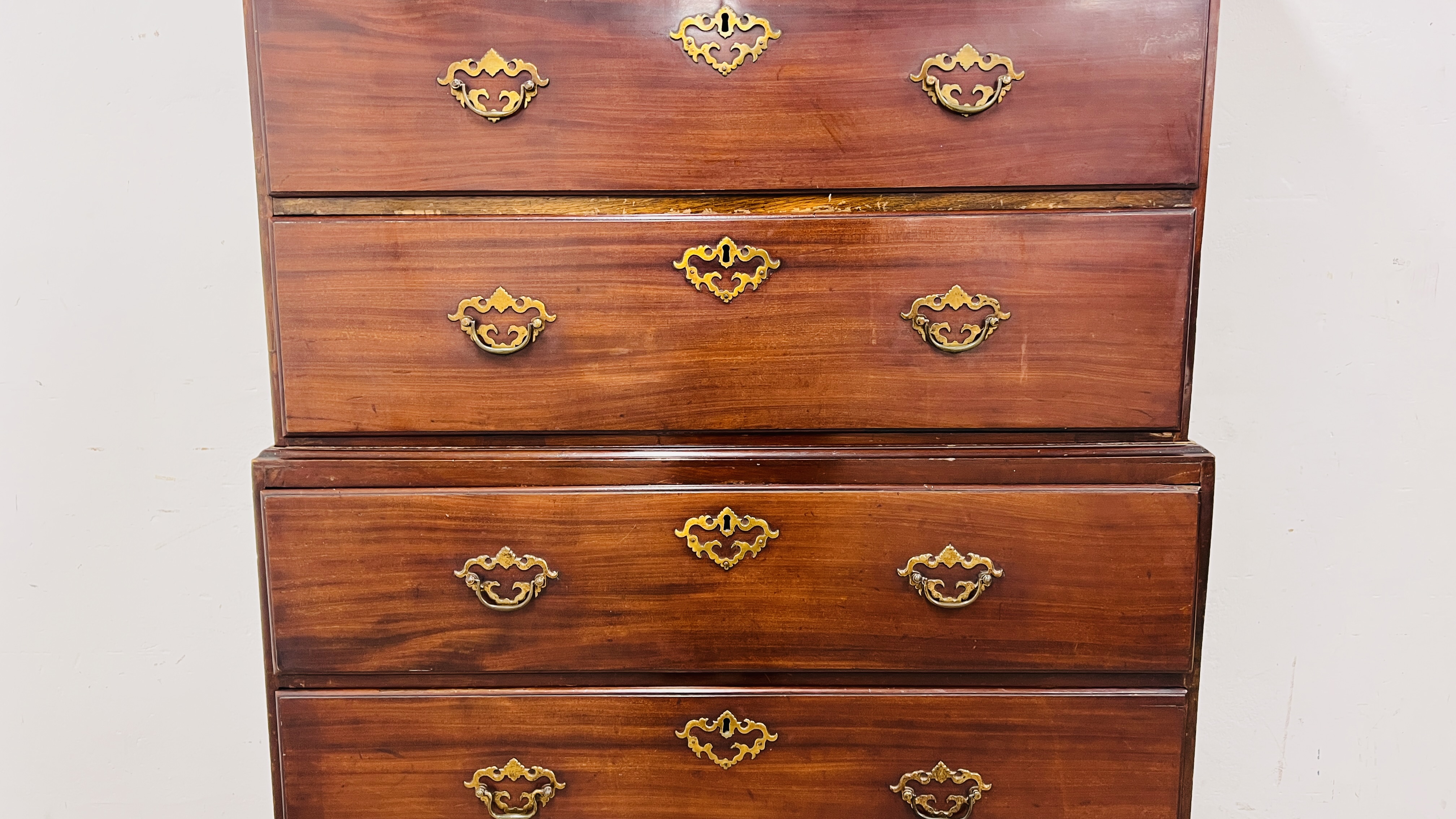 AN EARLY GEORGE III MAHOGANY CHEST ON CHEST, - Image 6 of 17