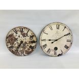 TWO REPRODUCTION WALL CLOCKS WITH QUARTZ MOVEMENTS ONE MARKED "CAFE DES MARGUERITES" DIAMETER 59CM.