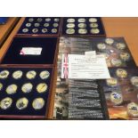 "WINDSOR MINT" SETS OF MEDALLIONS IN CASES MOST FAMOUS BATTLESHIPS (9), WINSTON CHURCHILL (12),