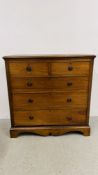 AN EDWARDIAN TWO OVER THREE CHEST OF DRAWERS, W 107CM, D 51CM, H 107CM.
