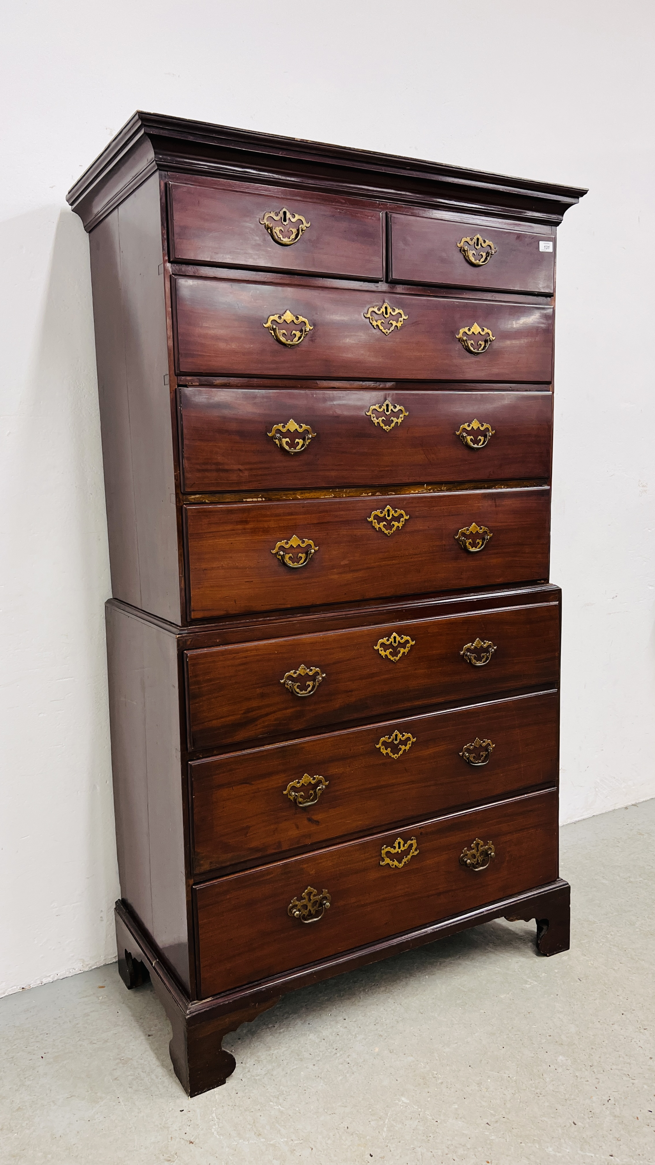 AN EARLY GEORGE III MAHOGANY CHEST ON CHEST, - Image 3 of 17