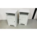 A PAIR OF MODERN LIMED WOODGRAIN FINISH BEDSIDE CABINETS EACH WIDTH 36CM. DEPTH 35CM. HEIGHT 63CM.