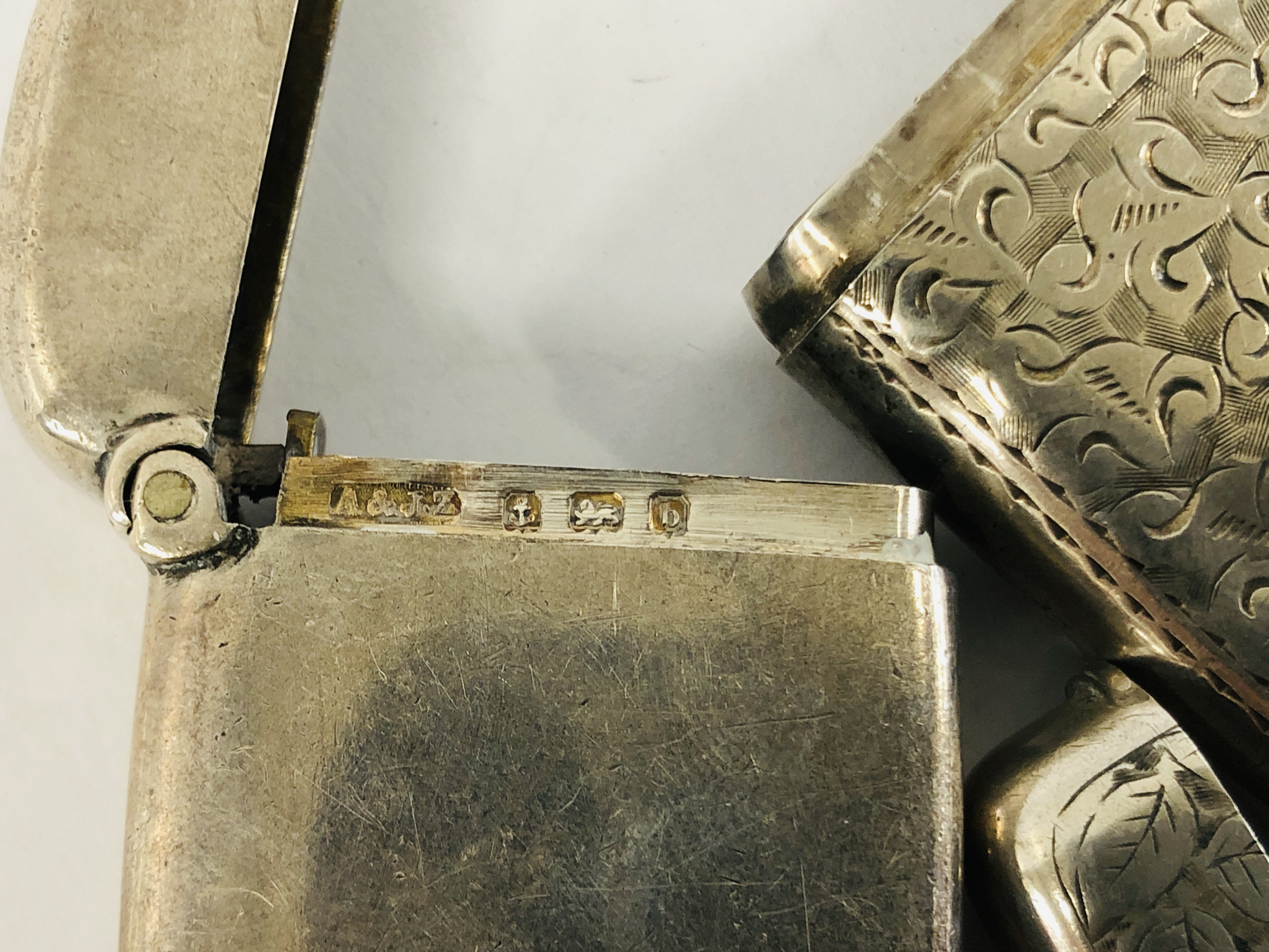 THREE VARIOUS SILVER VESTA CASES ALL BIRMINGHAM ASSAY ALONG WITH A MATCHBOX HOLDER WITH ENAMELLED - Image 9 of 11