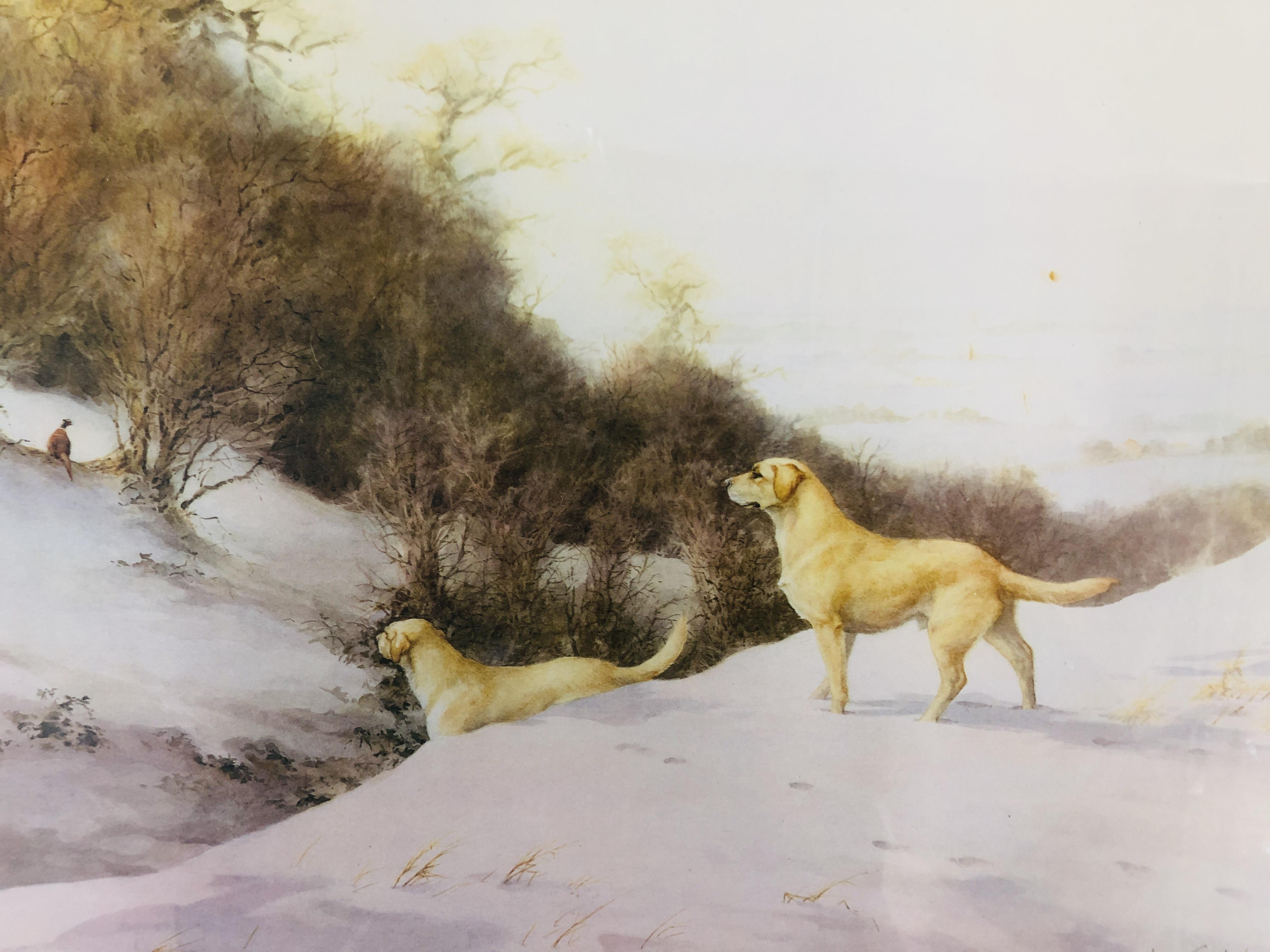 A PRINT AFTER JONATHAN, LABRADORS IN A WINTER LANDSCAPE, 37 X 50CM. - Image 3 of 6