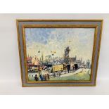 FRAMED OIL ON BOARD "YARMOUTH FAIR ON FULLERS HILL, NORTHGATE STREET" BY G. CHATTEN W 59.5CM X H 49.